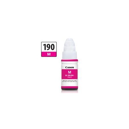 BOTELLA DE TINTA CANON GI-190 MAGENTA,RENDIMIENTO 7,000 PAGINAS,COMPATIBLE G1100,G2100,G3100,G4100