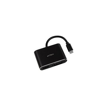 ADAPTADOR ACTECK SHIFT PLUS AV420 / USB C - HDMI + VGA / 4K / 10 CM / NEGRO / AC-934657