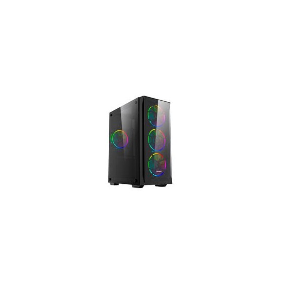 GABINETE GAMER OCELOT/NEGRO/MEDIA TORRE/SOPORTA 4X VENTILADORES 120MM/SOPORTA GPU 300MM/CRISTAL TEMPLADO/SIN FUENTE/ATX