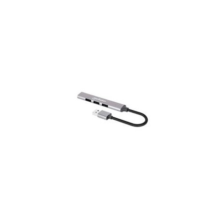 HUB USB,MANHATTAN,168427, V2.0  3 PTOS Y V3.0 1 PTO, ALUMINIO GRIS ESPACIAL