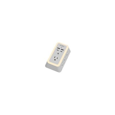 CARGADOR DE PARED ACTECK ENERGON LUMINA CP515 / 11 EN 1 / 7 X TOMACORRIENTE / 2 USB / 2 TIPO C / RESISTENTE AL FUEGO / SUPRESO