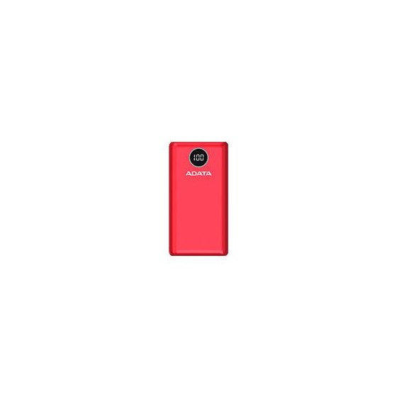 BATERIA DE RESPALDO ADATA POWER BANK P20000QCD 20000MAH/2 USB A/ 1 USB C/INDICADOR DE CARGA DIGITAL COLOR ROJO(AP20000QCD-DGT-