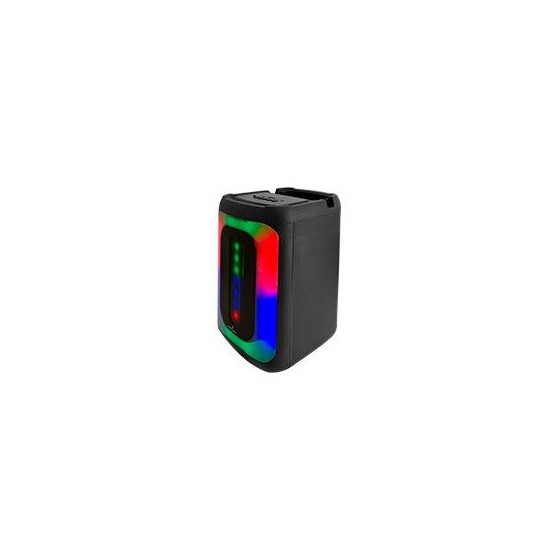 BOCINA INALAMBRICA BLUETOOTH RECARGABLE PORTATIL LUZ RGB DUAL 4 PULGADAS FUNCION TWS PERFECT CHOICE FESTA MINI - NEGRO