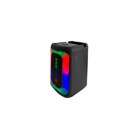 BOCINA INALAMBRICA BLUETOOTH RECARGABLE PORTATIL LUZ RGB DUAL 4 PULGADAS FUNCION TWS PERFECT CHOICE FESTA MINI - NEGRO