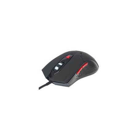 MOUSE OPTICO GAMING,MANHATTAN,176071, USB 6 BOTONES NEGRO C/LUZ