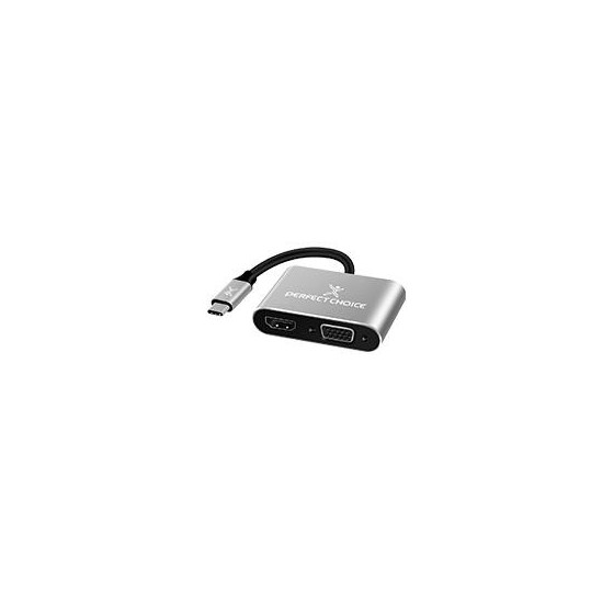 ADAPTADOR DE USB TIPO C A HDM1 / VGA PERFECT CHOICE