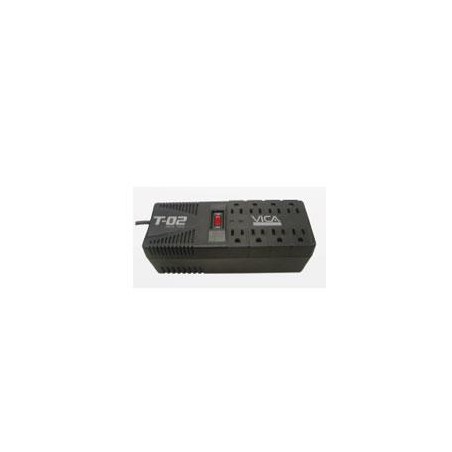 REGULADOR VICA T-02 DE 1200VA/700W 8 CONTACTOS PROTECTOR DE LINEA TELEFONICA GARANTIA 5 AYOS