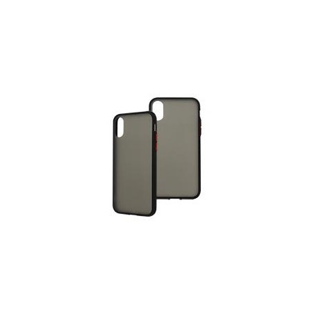 FUNDA GHIA HUMO SEMITRANSPARENTE/ BORDE NEGRO CON MICA PARA IPHONE XS/X