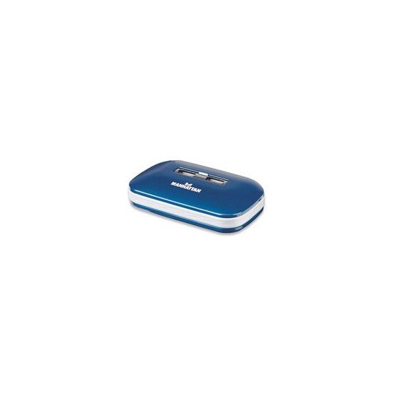 HUB USB,MANHATTAN,161039, V2.0  7 PTOS AZUL CON FUENTE