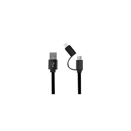 CABLE 2 EN 1 MICRO USB/TIPO LIGHTNING GHIA 1.0 MTS USB 2.1 CARGA Y TRANSFERENCIA DE DATOS NEGRO