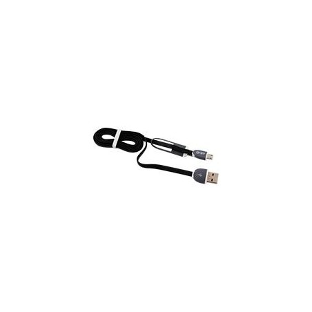 CABLE 2 EN 1 MICRO USB/TIPO LIGHTNING GHIA 1.0 MTS USB 2.1 CARGA Y TRANSFERENCIA DE DATOS CON PROTECTOR PARA ENTRADA Y SALIDA 