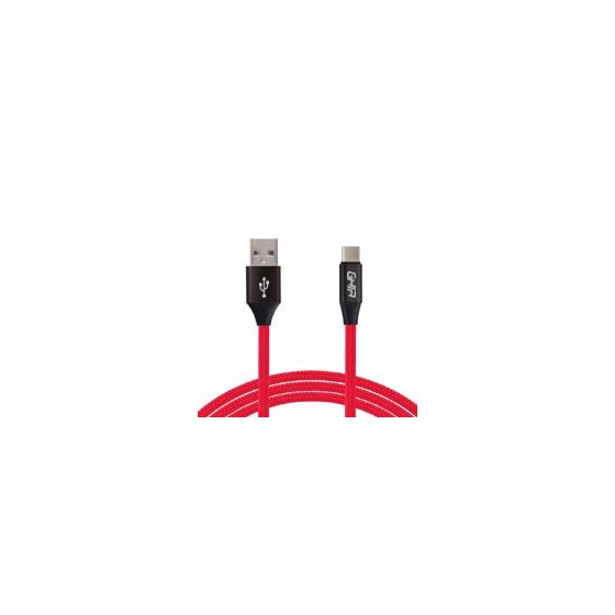 CABLE TIPO C GHIA 1.0 MTS USB 2.1 CARGADOR Y TRANSFERENCIA DE DATOS ROJO/NEGRO