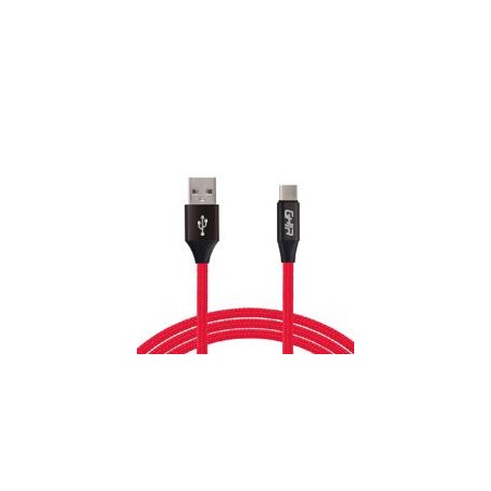 CABLE TIPO C GHIA 1.0 MTS USB 2.1 CARGADOR Y TRANSFERENCIA DE DATOS ROJO/NEGRO