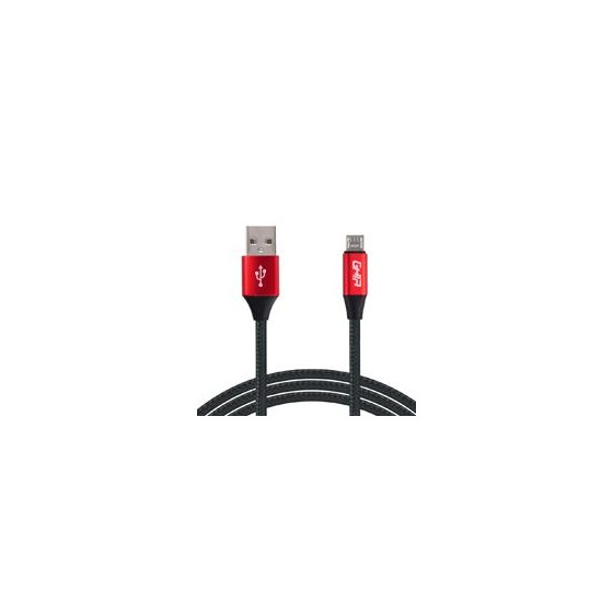 CABLE MICRO USB GHIA 1.0 MTS USB 2.1 CARGADOR Y TRANSFERENCIA DE DATOS NEGRO/ROJO