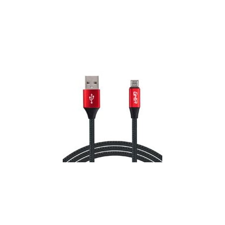 CABLE MICRO USB GHIA 1.0 MTS USB 2.1 CARGADOR Y TRANSFERENCIA DE DATOS NEGRO/ROJO