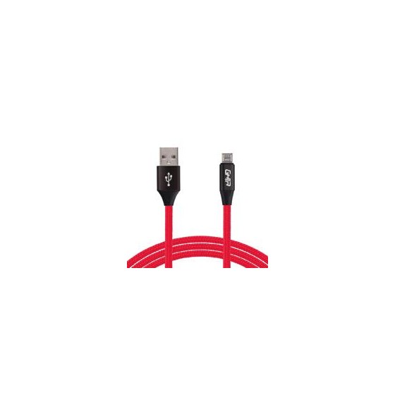 CABLE MICRO USB GHIA 1.0 MTS USB 2.1 CARGADOR Y TRANSFERENCIA DE DATOS ROJO/NEGRO