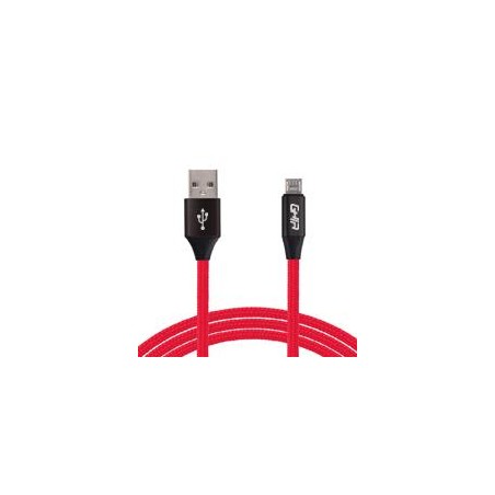 CABLE MICRO USB GHIA 1.0 MTS USB 2.1 CARGADOR Y TRANSFERENCIA DE DATOS ROJO/NEGRO