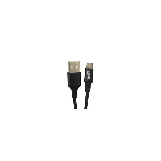 CABLE MICRO USB GHIA NYLON COLOR NEGRO DE 1M