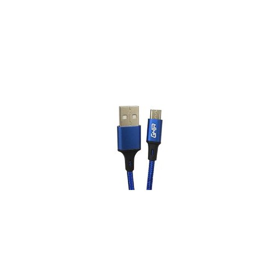 CABLE MICRO USB GHIA NYLON COLOR AZUL DE 1M