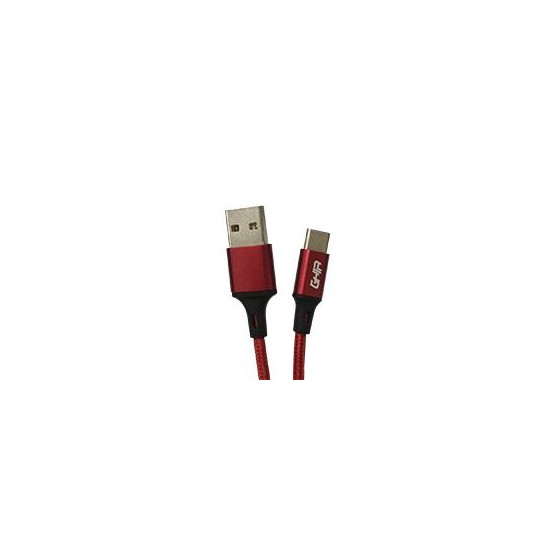 CABLE USB TIPO C GHIA NYLON COLOR ROJO DE 1M