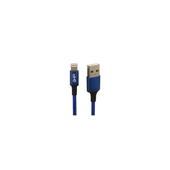 CABLE USB TIPO LIGHTNING GHIA 1M NYLON COLOR AZUL