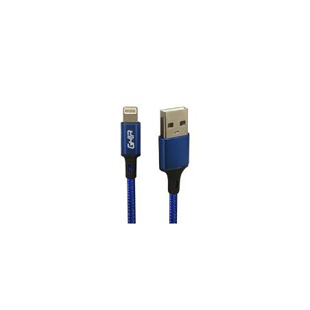 CABLE USB TIPO LIGHTNING GHIA 1M NYLON COLOR AZUL