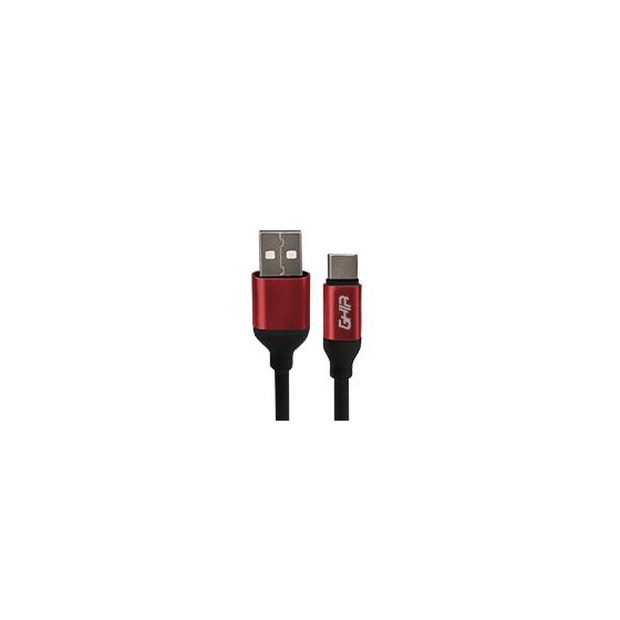 CABLE USB TIPO C GHIA 1M COLOR NEGRO/ROJO