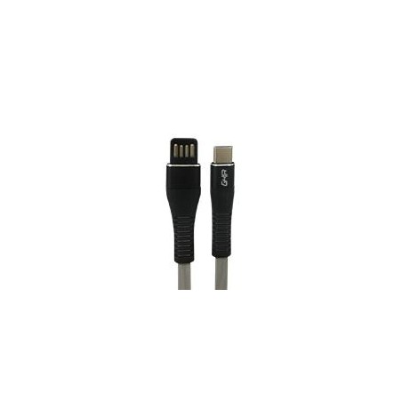 CABLE USB TIPO C GHIA PLANO REVERSIBLE COLOR GRIS/NEGRO DE 1M