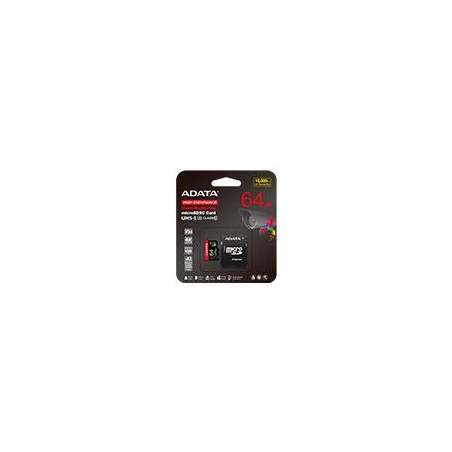 MEMORIA ADATA MICRO SDXC/SDHC 64GB UHS-I VIDEOVIGILANCIA 24/7 100MB/80MB 4K CLASE 10 U3 V30 A2 C/ADAPTADOR (AUSDX64GUI3V30SHA2