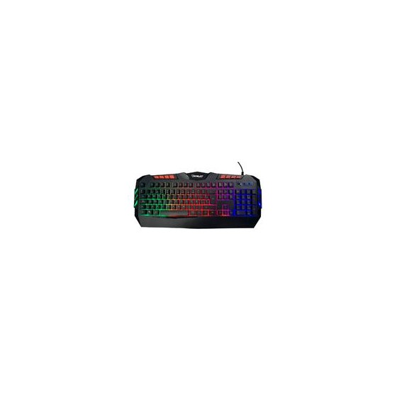 TECLADO ALAMBRICO OCELOT/ GAMER/ MEMBRANA / PLASTICO / NEGRO / ILUMINACION TIPO ARCOIRIS / PLUG PLAY