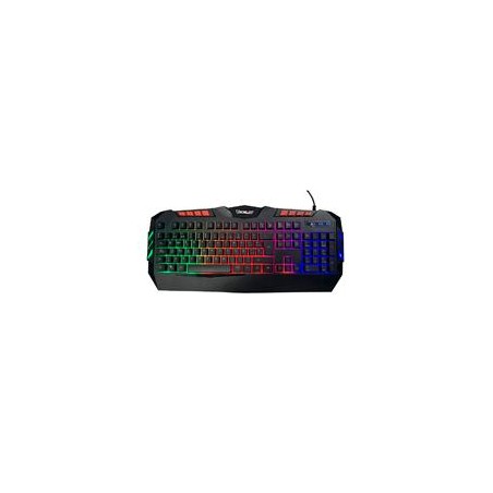 TECLADO ALAMBRICO OCELOT/ GAMER/ MEMBRANA / PLASTICO / NEGRO / ILUMINACION TIPO ARCOIRIS / PLUG PLAY