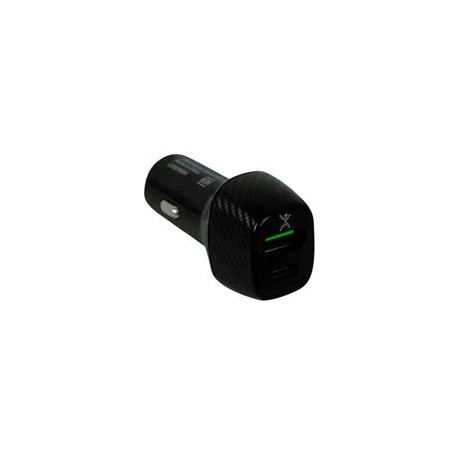 ADAPTADOR DE CORRIENTE PARA AUTO USB Y TIPO C PERFECT CHOICE NEGRO