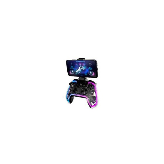 GAMEPAD BALAM RUSH KONTROL GLOW G595 / INALAMBRICO / BLUETOOTH 5.0 / RGB / VIBRACION DUAL / USB C / TRANSPARENTE / BR-936910