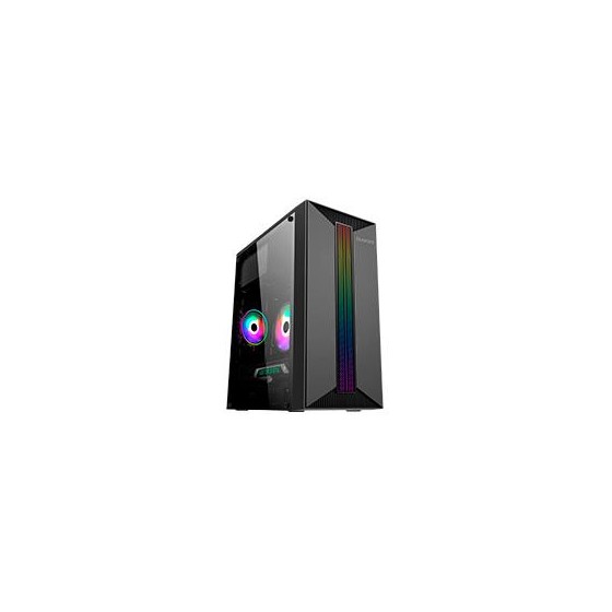 GABINETE MICRO TORRE QUARONI MICRO ATX, MINI ITX/1USB 2.0 1USB 3.0/RGB/PANEL ACRILICO/FUENTE 500 W/NEGRO