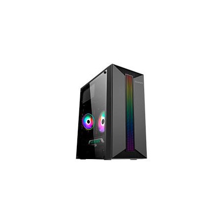 GABINETE MICRO TORRE QUARONI MICRO ATX, MINI ITX/1USB 2.0 1USB 3.0/RGB/PANEL ACRILICO/FUENTE 500 W/NEGRO