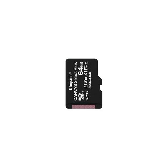 MEMORIA KINGSTON MICROSD CANVAS SELECT PLUS 64GB V10 / SIN ADAPTADOR/ 100MB/SEG LECTURA (SDCS2/64GBSP) 