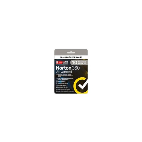 NORTON 360 ADVANCED / 10 DISPOSITIVOS  / 1 AYO (CAJA)