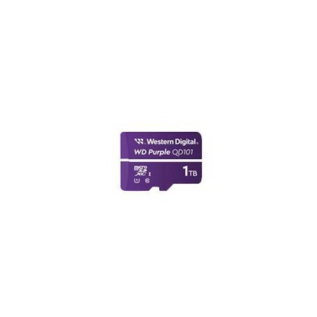 MEMORIA WD PURPLE SC QD101 MICRO SDXC 1TB VIDEOVIGILANCIA 24/7 CLASE 10 U1 LECT 50MB/S ESC 40MB/S WDD100T1P0C