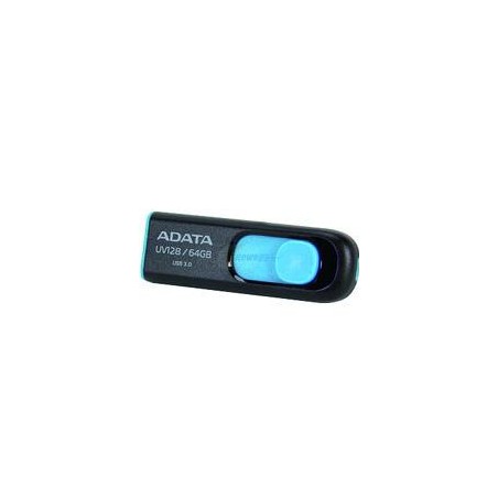 MEMORIA ADATA 64GB USB 3.2 UV128 RETRACTIL NEGRO-AZUL (AUV128-64G-RBE)