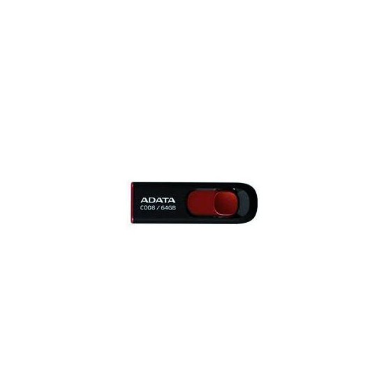 MEMORIA ADATA 64GB USB 2.0 C008 RETRACTIL NEGRO-ROJO ( AC008-64G-RKD)