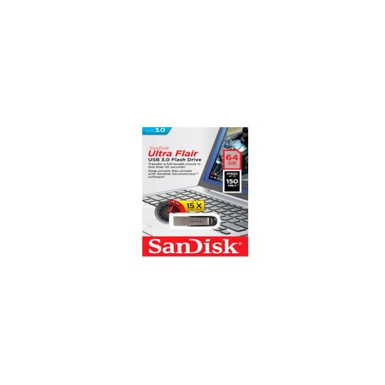 MEMORIA SANDISK 64GB USB 3.0 ULTRA FLAIR METALICA PARA MAC Y WINDOWS 150MB/S SDCZ73-064G-G46