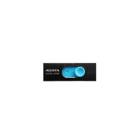 MEMORIA ADATA 64GB USB 2.0 UV220 RETRACTIL NEGRO-AZUL (AUV220-64G-RBKBL)