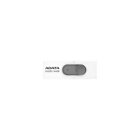 MEMORIA ADATA 64GB USB 2.0 UV220 RETRACTIL BLANCO-GRIS (AUV220-64G-RWHGY)