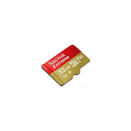 MEMORIA SANDISK MICRO SDHC 32GB EXTREME 100MB/S 4K CLASE 10 A1 V30 C/ADAPTADOR SDSQXAF-032G-GN6MA