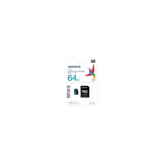 MEMORIA ADATA MICRO SDXC/SDHC 64GB UHS-I 100MB/25MB CLASE 10 V10 A1 C/ADAPTADOR (AUSDX64GUICL10A1-RA1)