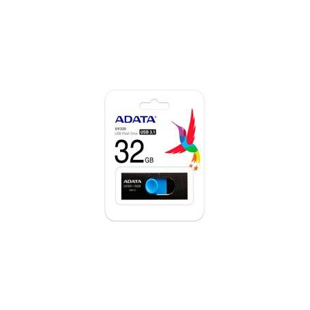 MEMORIA ADATA 32GB USB 3.2 UV320 RETRACTIL NEGRO-AZUL (AUV320-32G-RBKBL)