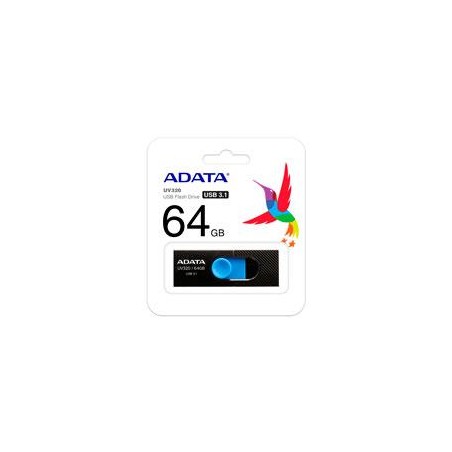 MEMORIA ADATA 64GB USB 3.2 UV320 RETRACTIL NEGRO-AZUL (AUV320-64G-RBKBL)