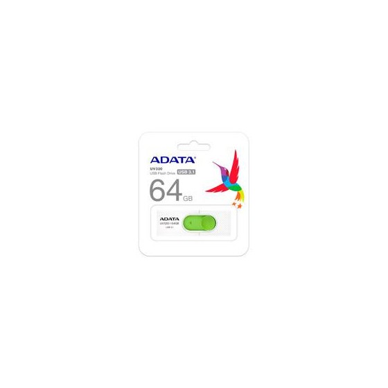 MEMORIA ADATA 64GB USB 3.2 UV320 RETRACTIL BLANCO-VERDE (AUV320-64G-RWHGN)