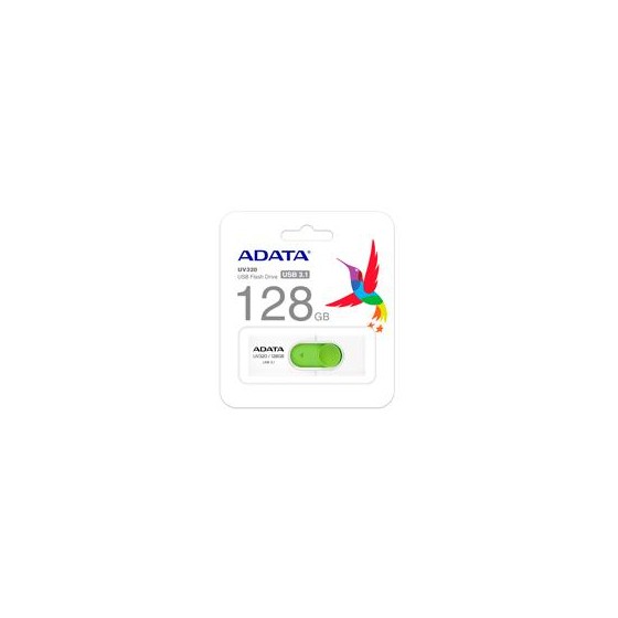 MEMORIA ADATA 128GB USB 3.2 UV320 RETRACTIL BLANCO-VERDE (AUV320-128G-RWHGN)