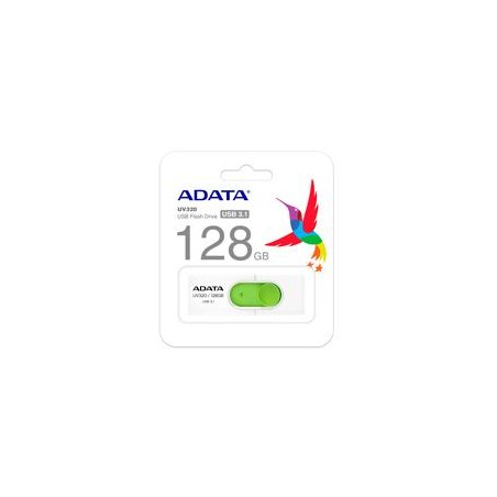 MEMORIA ADATA 128GB USB 3.2 UV320 RETRACTIL BLANCO-VERDE (AUV320-128G-RWHGN)